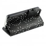 Wholesale iPhone 6 Plus 5.5 Diamond Flip PU Leather Wallet Case with Strap (Black)
